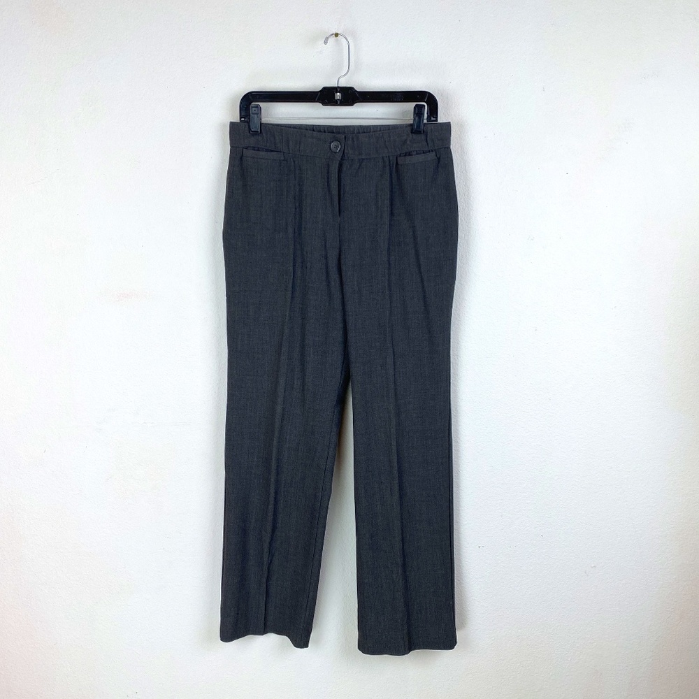 Sag Harbor Stretch Gray Poly/Rayon Blend Slacks Pant Elastic Waist Zip Career 10